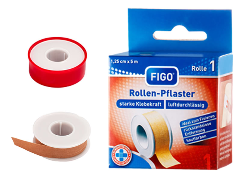 Rollenpflaster 1,25 cm x 5 m in Faltschachtel mit Euroloch zum Aufhängen