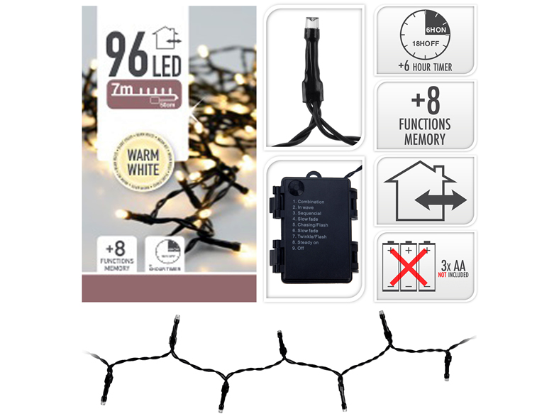 Lichterkette 96 LED, warmes weiß für aussen