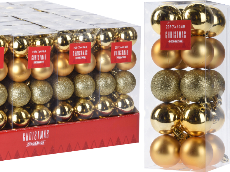 Weihnachtsbaumkugel 20er Set 4 cm gold