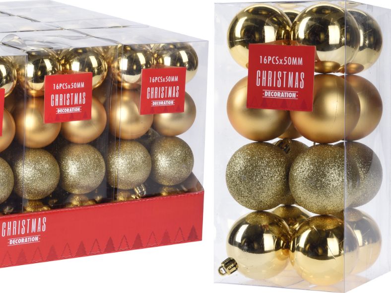 Weihnachtsbaumkugel 16er Set 5 cm gold