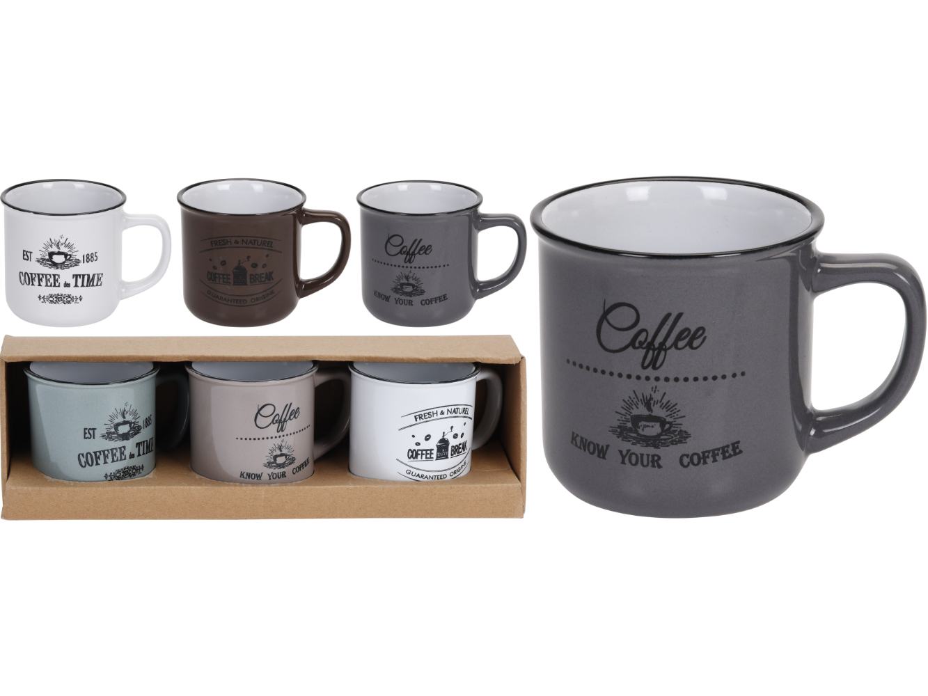 3er Set Kaffeebecher, Kaffeetassen-Set Coffee Break 330 ml