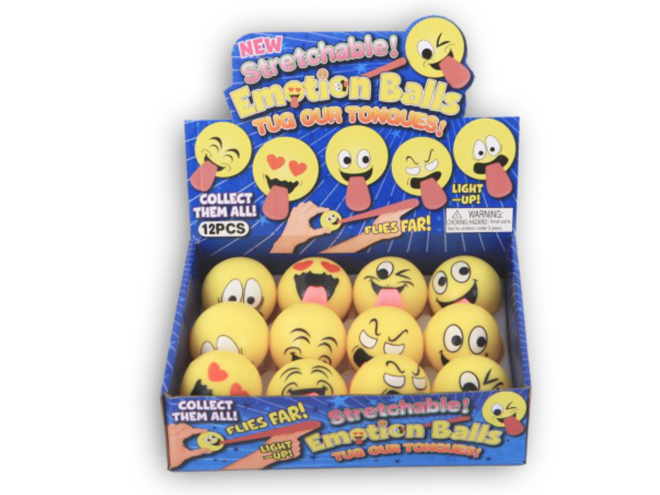 Emoji Smiley LED Flummi Ball mit Zunge