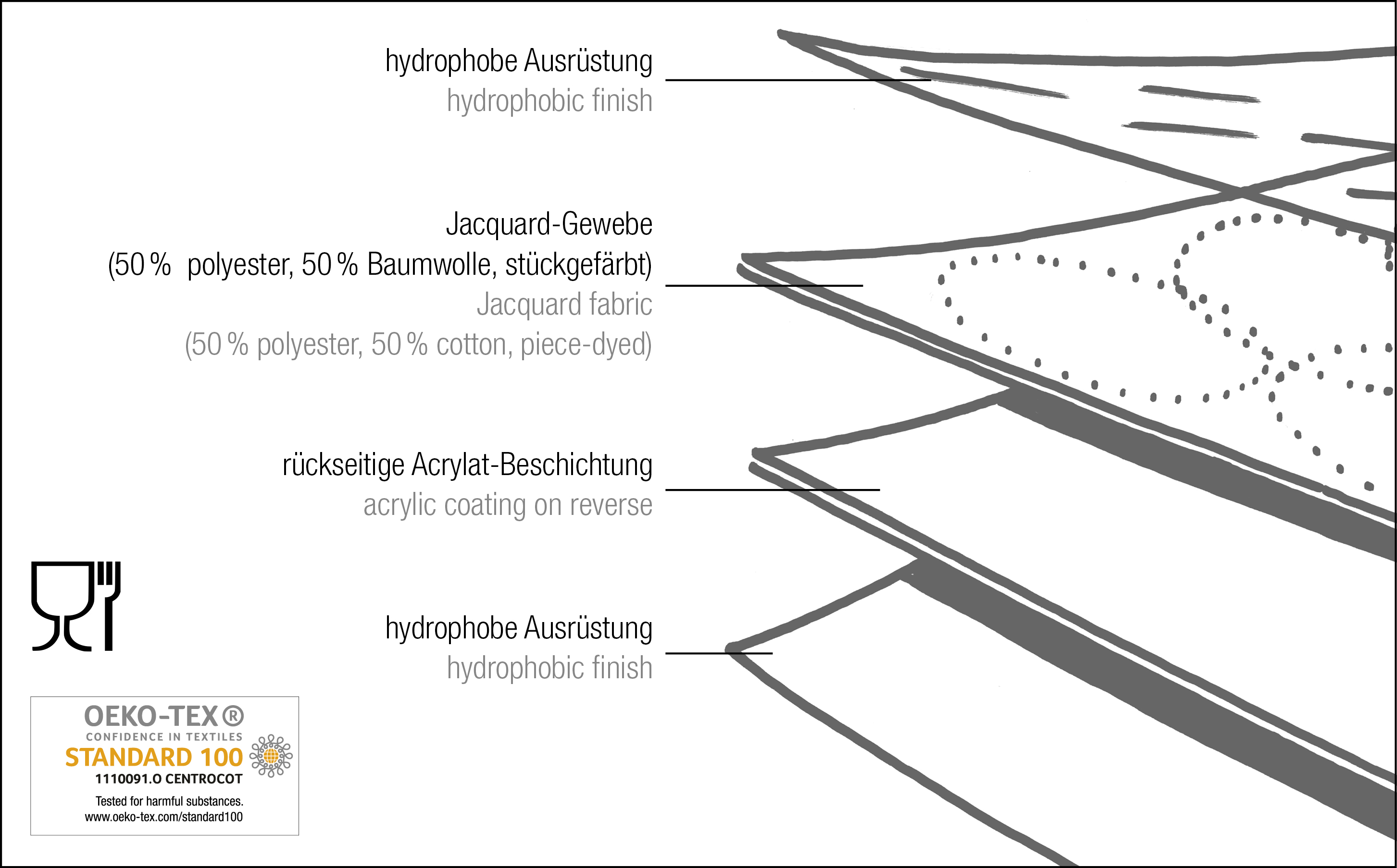 Tischbelag VidaTex Royal Diamonds grau Meterware